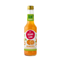 Bouteille en verre de 27,5 cl d'Aranciata Granaline, boisson pétillante à l'orange AOP de Sicile